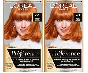 L 'Oréal Paris Préférence - Coloración permanente, cobre intenso (Paquete de 2)
