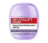 L'Oréal Paris Revitalift Filler Aqua-fluid SPF30 Rellenador, 24h de Hidratación* con Protección Solar UV, Ácido Hialurónico y Niacinamida, Absorción en 3 seg, Textura Ligera, Formato de Bolsillo, 40ml
