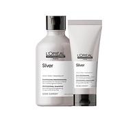 L’Oréal Professionnel | Champú + Acondicionador Neutralizador para cabellos grises, blancos o rubios claros, Silver, SERIE EXPERT, 300ml + 200 ml