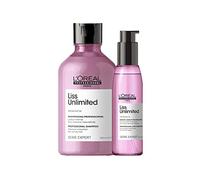 L’Oréal Professionnel | Pack Champú + Aceite Alisador Intenso para cabellos rebeldes encrespados y alisados, Liss Unlimited, SERIE EXPERT, Champú 300 ml + Aceite, 125 ml