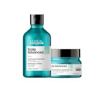 L’Oréal Professionnel, Rutina Anti grasa de Scalp Advanced, Con champú anti grasa y arcilla 2-en-1, Enriquecidos con activos dermatológicos para cuero cabelludo graso, SERIE EXPERT, 300 ml+250 ml