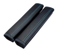 L&P Car Design GmbH 2 protectores de cinturón de seguridad, almohadillas para el hombro, de piel auténtica, almohadillas para el hombro (2 unidades negras con costuras turquesas)