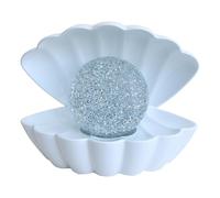 L & P Home & Gifts Lesser & Pavey Luz de humor que cambia de color con forma de concha de perla blanca con brillo (LP49420)
