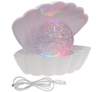 L & P Home & Gifts Lesser & Pavey Luz de humor que cambia de color con forma de concha de perla blanca con brillo (LP49420)