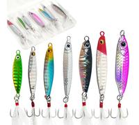 L PATTERN Pilker - Cebo artificial sin plomo, 7 unidades, con trillizo, para pesca de agua dulce y salada en perca, lucioperca, lucio, trucha