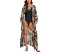 L-Peach Mujer Ropa de Dormir Caftán Kimono Cardigan Bikini Cover Ups Vestido de Playa Pareos