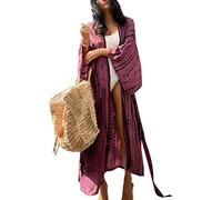 L-Peach Ropa de Dormir Caftán para Mujer Kimono Bikini Cover Ups Vestido de Playa Pareos Batas
