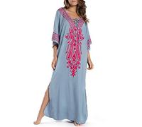 L-Peach Ropa de Dormir Caftán para Mujer Kimono Bikini Cover Ups Vestido de Playa Pareos Batas