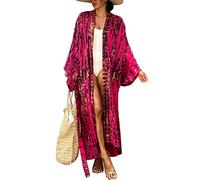 L-Peach Ropa de Dormir Caftán para Mujer Kimono Bikini Cover Ups Vestido de Playa Pareos Batas