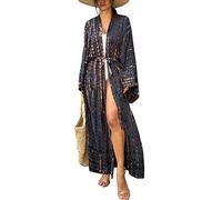 L-Peach Ropa de Dormir Caftán para Mujer Kimono Bikini Cover Ups Vestido de Playa Pareos Batas