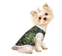 L Pet - Camiseta sin mangas transpirable - Chaleco elástico suave con estampado de pavo real fresco para perros y gatos, camiseta sin mangas ligera