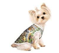 L Pet - Camiseta sin mangas transpirable para gatos y perros, camiseta sin mangas ligera con estampado de cachorros de tigre de la selva con elástico