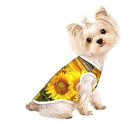 L Pet - Camiseta transpirable sin mangas con estampado de girasoles, gatos pequeños a medianos, cachorros, yorkie, perro salchicha, bulldog francés