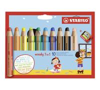 L piz multiusos - STABILO woody 3 en 1 - Estuche de 10 - Colores surtidos + Sacapuntas