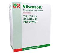 L&R Vliwasoft Compresse en Non-Tissé 30g S-2 7,5cmx7,5cm Boite-25s Stérile LPP