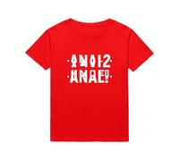 (L,Red)Russian Alphabet Printed T-Shirt for Unisex Short Sleeve Shirt Summer Tops