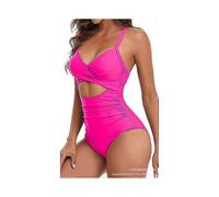 (L,rose)One piece swimsuit sexy hollow out women's swimsuit backless tight strap bikini