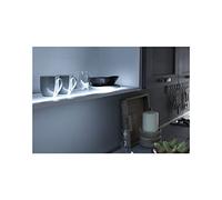 L&S Estantería de Pared LED de Cristal París, Longitud 962 mm, con Sensor y Mango Integrado, 4000 K, Blanco Neutro 12 V - 13 W, Aluminio y Cristal, Efecto Acero Inoxidable