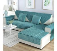 L S - Funda de sofá antideslizante para sofá de 1/2/3/4 plazas, funda universal elegante para sofás de esquina (F verde, 110 x 110 cm)
