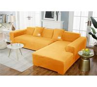 L S - Funda de sofá de piel gruesa para sofá de 1, 2, 3 y 4 plazas, funda suave y amarilla (1 plaza de 90 a 140 cm)