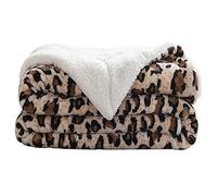 L/S Manta de piel de cordero, Colchas, 150 x 200 cm, diseño de leopardo, cálida, de doble capa, muy mullida, suave, aspecto de piel de cordero