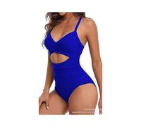 (L,sapphire blue)One piece swimsuit sexy hollow out women's swimsuit backless tight strap bikini