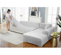 L Sd - Funda de sofá de piel gruesa para sofá de 1, 2, 3, 4 plazas, fácil montaje, gris claro (90 140 cm) y
