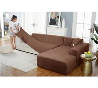 L Sd - Funda de sofá de piel gruesa para sofá de 1, 2, 3 y 4 plazas, se adapta a 235 y 300 cm, color marrón, fácil de montar, suave y