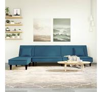L-Shape Velvet Sofa Bed Convertible 3 Positions Blue 255x140x70cm for Living Room Guest Bedroom with High Density Foam and Wood Frame