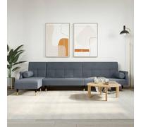 L-Shape Velvet Sofa Bed Convertible Sleeper Dark Gray 271x140x70cm 3-Position Recliner Guest Bed with Chaise Lounge for Small Spaces Living Room