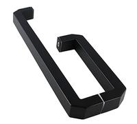 L-Shaped 90 Degree Paired Door Pull Handle,Black/Silver Shower Glass Door Handle with Passivation Corner, Gate Hardware Set, Mounting Accessories Included(Black,27.5-47.5cm)