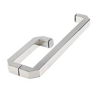 L-Shaped 90 Degree Paired Door Pull Handle,Black/Silver Shower Glass Door Handle with Passivation Corner, Gate Hardware Set, Mounting Accessories Included(Silver,18.5-38.5cm)