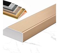 L-Shaped Aluminum Alloy Stair Edging 36/40/48/55/60in Stair Nose Molding, Non-Slip Staircase Step Edge Protector for Vinyl/Wood/Tile(Gold,L 55in/140CM)