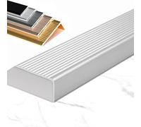 L-Shaped Aluminum Alloy Stair Edging 36/40/48/55/60in Stair Nose Molding, Non-Slip Staircase Step Edge Protector for Vinyl/Wood/Tile(Silver,L 43in/110CM)