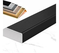 L-Shaped Aluminum Alloy Stair Edging 36/40/48/55/60in Stair Nose Molding, Non-Slip Staircase Step Edge Protector for Vinyl/Wood/Tile(Black,L 48in/120CM)