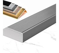 L-Shaped Aluminum Alloy Stair Edging 36/40/48/55/60in Stair Nose Molding, Non-Slip Staircase Step Edge Protector for Vinyl/Wood/Tile(Gray,L 60in/150CM)