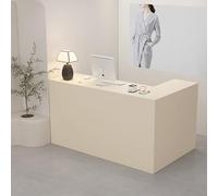 L-Shaped Reception Desk, with Storage Drawers, & Open Shelves,Suitable for Salons, Offices, Lobbies, Retail Stores(White Left,240cm)
