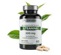 L TEANINA 200mg, Extracto De Te Verde (Camellia Sinensis), Claridad Mental, L-Teanina Pura Sin Cafeína Ni EGCG, Cápsulas Veganas y sin Gluten, Fabricado en España, Fórmula Clean Label - PLENIAGE