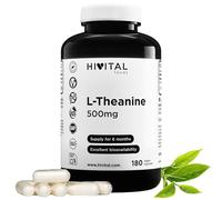 L-Teanina 500 mg. 180 cápsulas veganas para 6 meses. Aminoácido Natural de Extracto de Hojas de Té Verde (Camellia Sinensis). Para la relajación y el estado de ánimo. Fabricado en España. HIVITAL