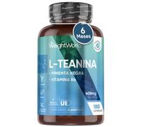 L-Teanina con Pimienta Negra y Vitamina B6 - 408 mg 180 cápsulas - Suplemento de Efecto Relajante para Controlar el Estrés Ocasional