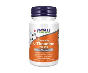 L-teanina NOW, 100 mg (90 comprimidos masticables)
