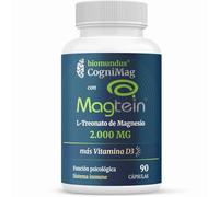 L-treonato de Magnesio Magtein® 2000mg biomundus + Vitamina D3 2.000UI dosis. Magnesio treonato Función cerebral mejorada, descanso,sueño,relajación.Apoyo sistema inmune, músculos y huesos 90 cápsulas