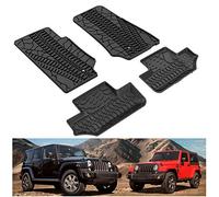 L&U Tapetes Compatible para 2007-2013 Jeep Wrangler JK 2 Puertas Delantera y Trasera Fila TPE Suelo Revestimientos de protección para Cualquier estación Slush Mat Negro
