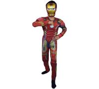 (L Vengadores) Disfraz infantil de superhéroe con mono musculoso y máscara brillante para Halloween,