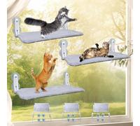L&W BROS. 3 hamacas plegables para gatos con 4 ventosas, fácil de montar, 24 x 12 pulgadas, cama con ventana para gatos grandes y pesados en interiores (3 unidades)