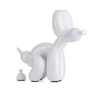(L,WHITE)Balloon Dog Doggy Poo Statue Resin Animal Sculpture Home Decoration Resin Craft Office Decor Standing Black Gold Dexterity Games