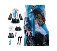 (L)Womens Hatsune Miku Cosplay Costume Uniform Dress Outfit Full Set Halloween Dress _b