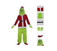 (L XL,With Mask)Santa Grinch Cosplay Costume How The Grinch Stole Christmas Suit Halloween Set Z