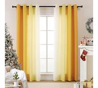 L.Z.E Cortinas traslúcidas de privacidad en Color Dorado y Blanco Degradado, 63 Pulgadas de Largo, Juego de 2 Paneles de Cortinas y Cortinas Doradas Que no se transparentan para Sala de Estar