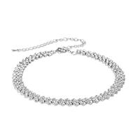 L0famy Gargantilla, collar de fila de diamantes de cristal plateado, collar brillante minimalista para fiesta, graduación, cadena de joyería, collar de diamantes de imitación de plata para mujer,